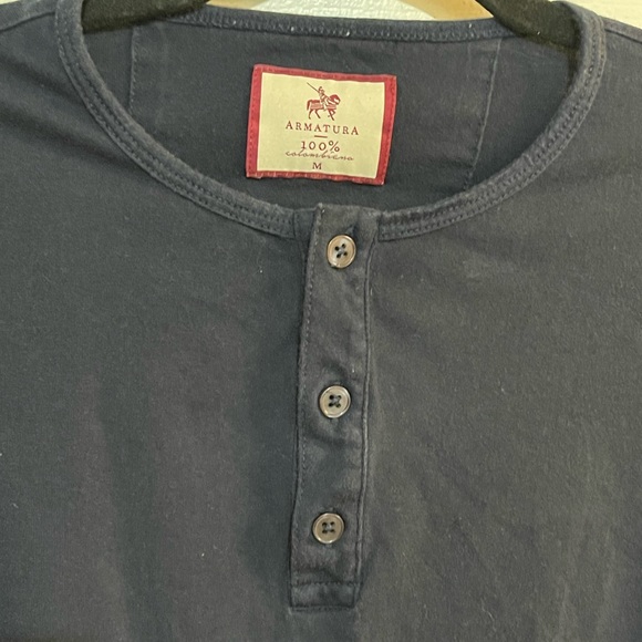 ARMATURA Henley Shirt Men’s Navy Blue Long Sleeved Size Medium - Picture 5 of 5
